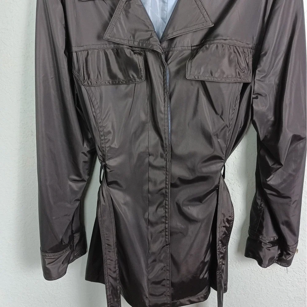 Outbound Collection Black Trench Coat Women's Belted Jacket Lightweight Sz Large